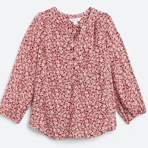 Market & Spruce Prat Henley 3/4 Sleeve Blouse Women's XXL